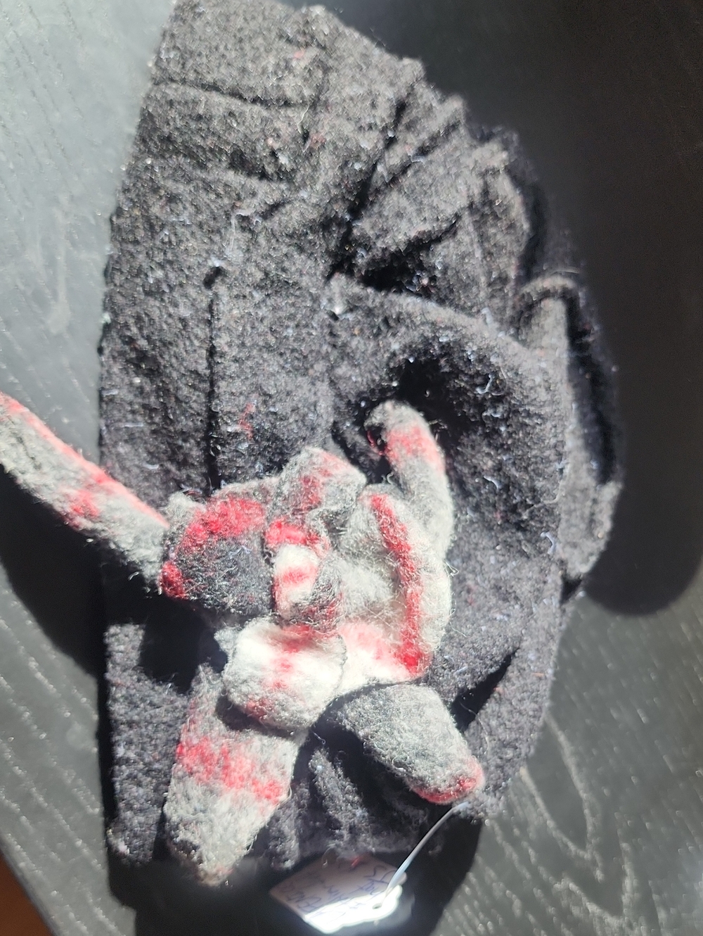 Womans Black Wool Beanie with Red Accent Flower